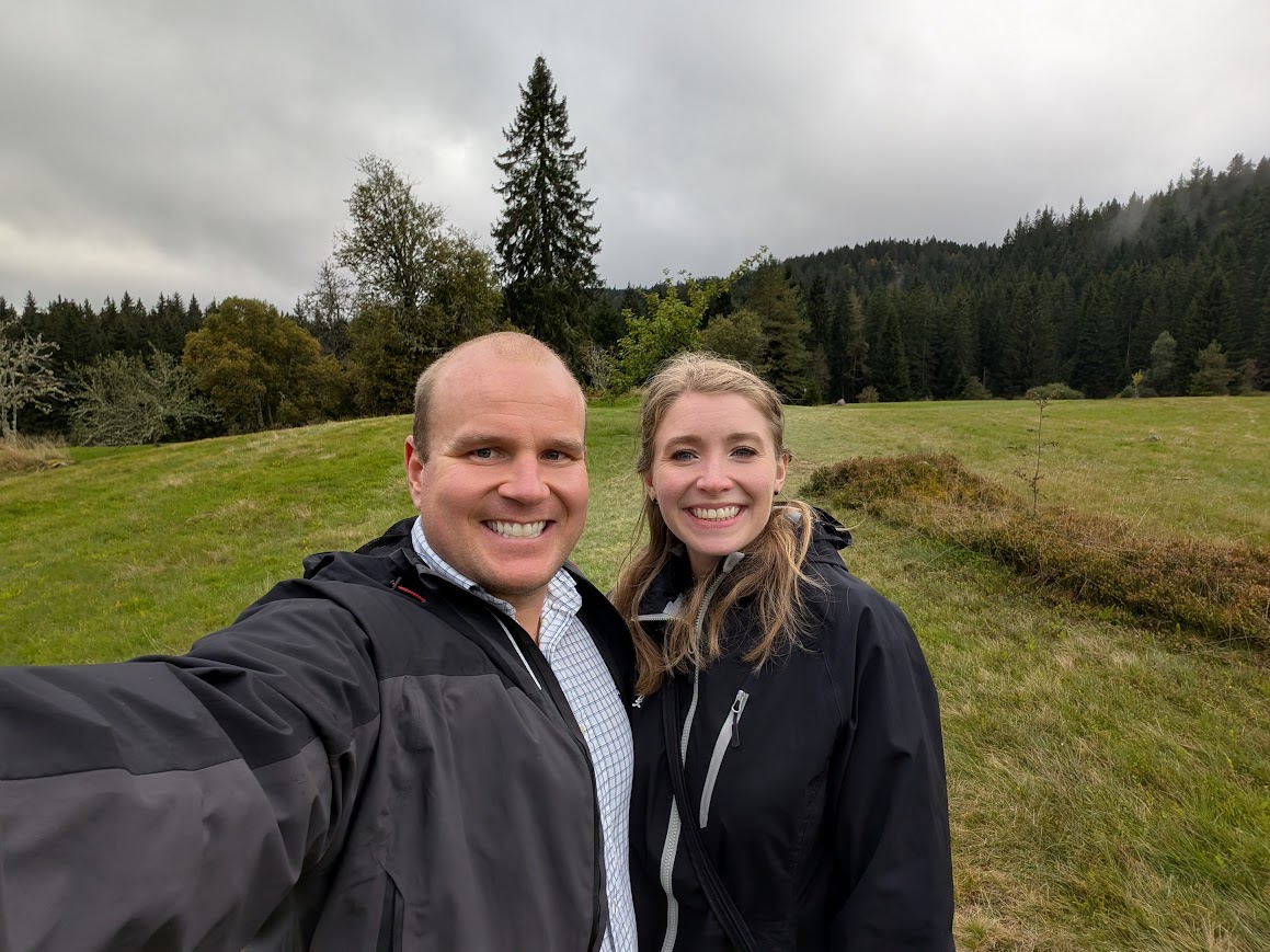 Cody and Joy taking a selfie while on a hike through part of the Black Forest.