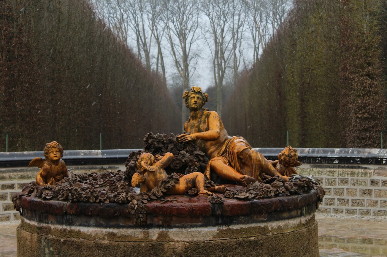 A fountain at Versailles on a winter's day