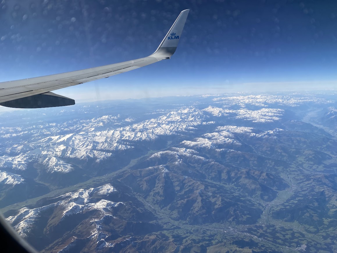 Flight over the mountains somewhere in Europe