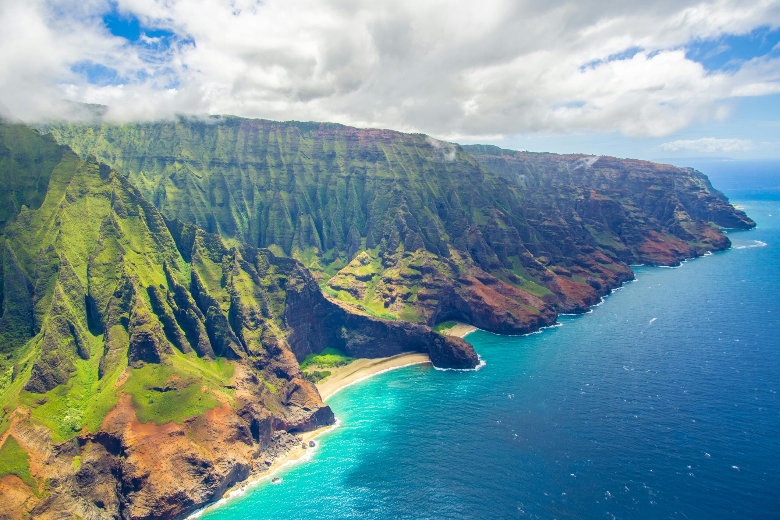 Kauai's coast on a beautifully sunny day