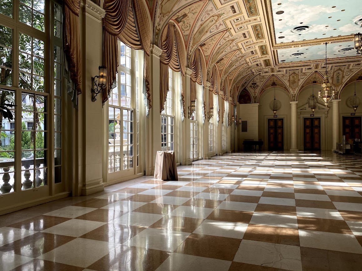 A sunlit ballroom at the Breakers in Palm Beach