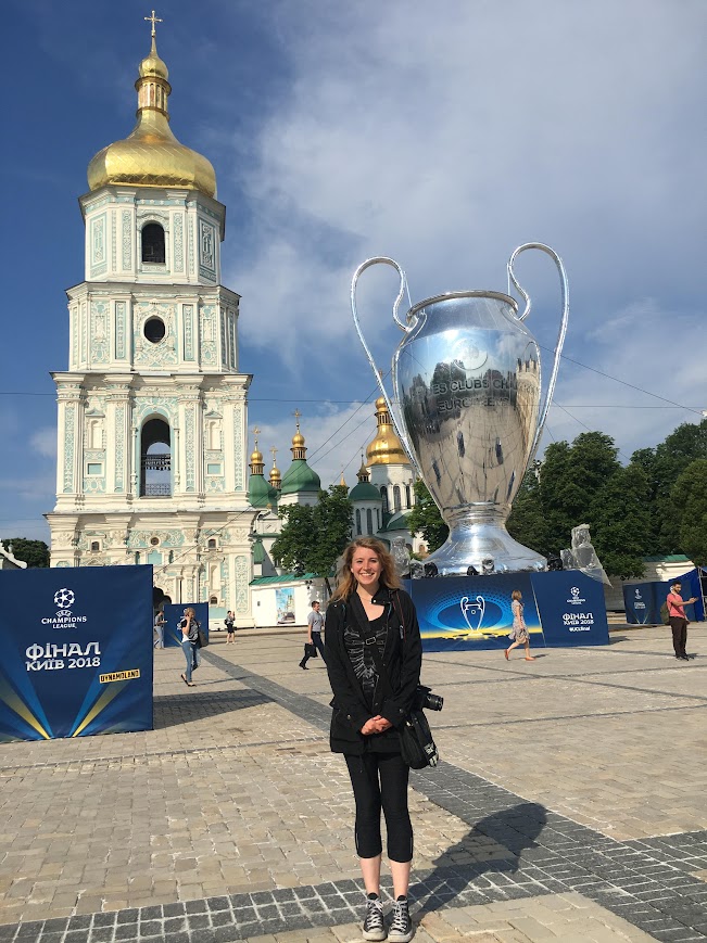Giant Champions League trophy in Kyiv when the final was held there in 2018